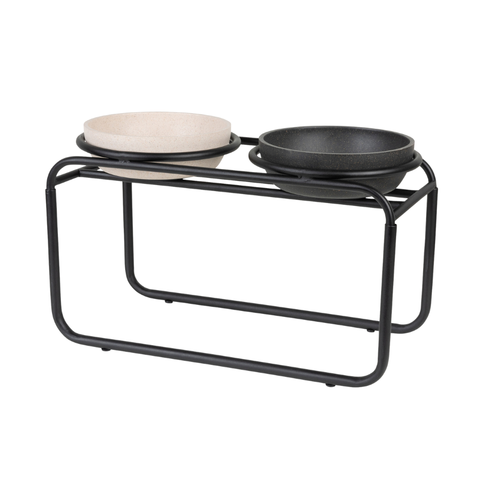 District 70 Butler Food Bowl Stand for Dogs/ Black/ Medium