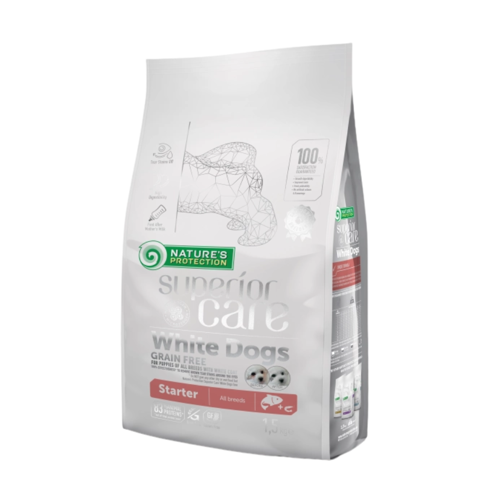 Nature's Protection Superior Care Dog Food with Salmon/ Puppies/ All Breeds/ White Coat/ 1.5Kg