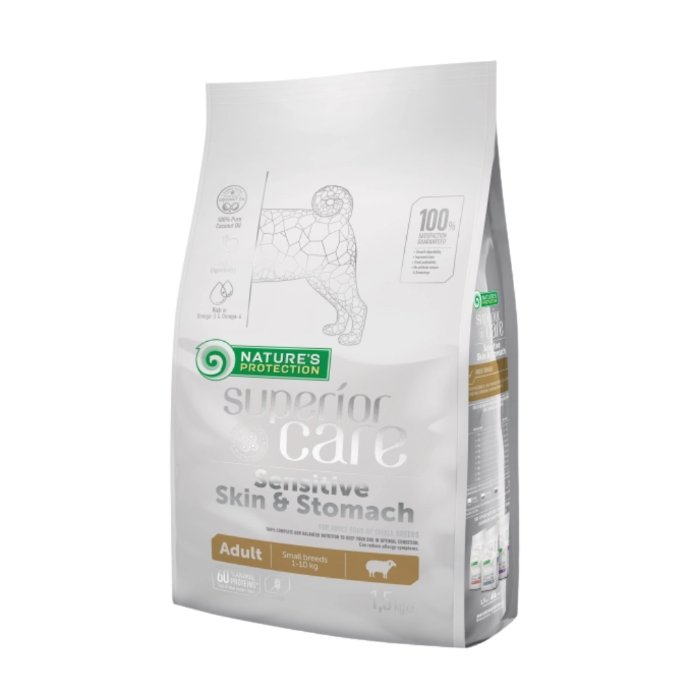 Nature's Protection Superior Care Dog Food with Lamb/ Adult/ Small Breed/ Sensitive Skin and Stomach/ 1.5Kg