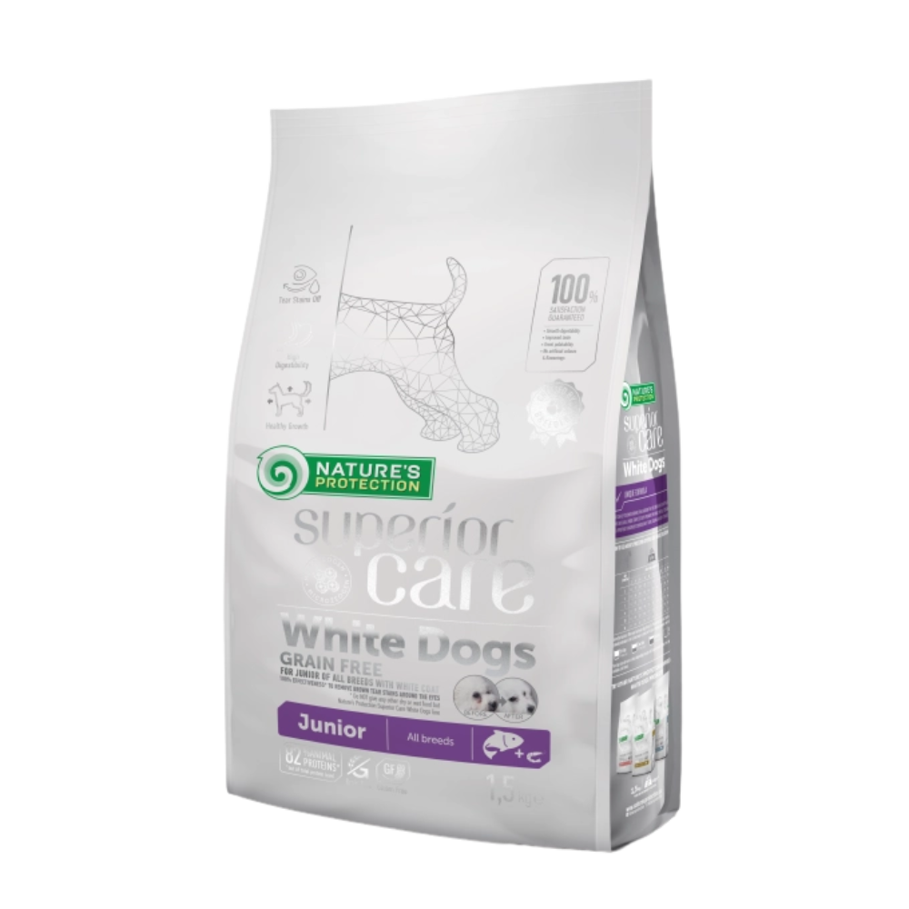 Nature's Protection Superior Care Dog Food with Salmon/ Junior/ All Breeds/ White Coat/ 1.5Kg