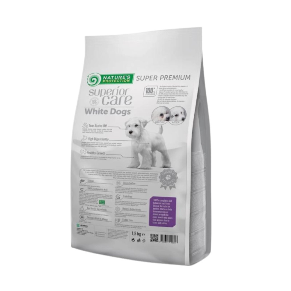 Nature's Protection Superior Care Dog Food with Salmon/ Junior/ All Breeds/ White Coat/ 1.5Kg