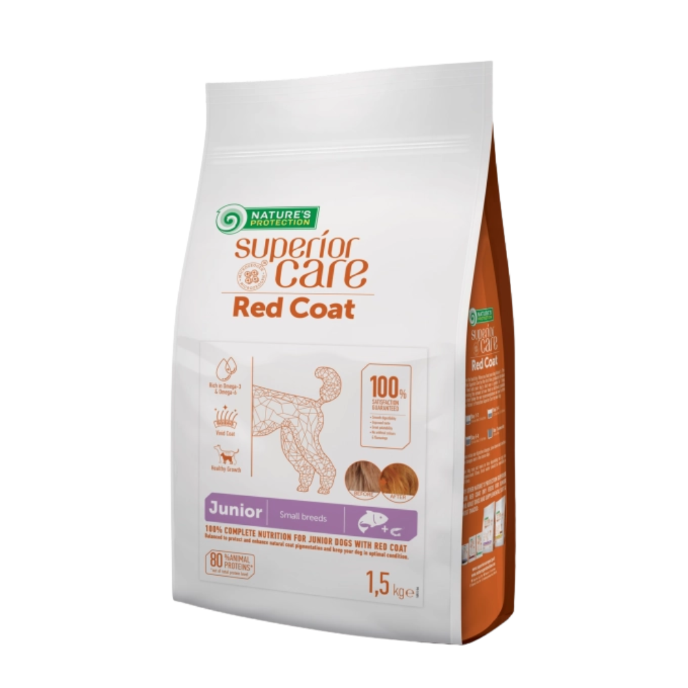 Nature's Protection Superior Care Dog Food with Salmon/ Junior/ Small Breed/ Red Coat/ 1.5Kg