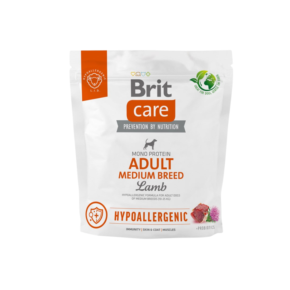 Brit Care Dog Food Hypoallergenic with Lamb/ Adult/ Medium Breed/ 1Kg