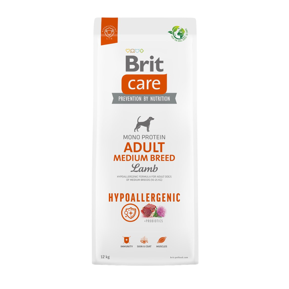 Brit Care Dog Food Hypoallergenic with Lamb/ Adult/ Medium Breed/ 12Kg
