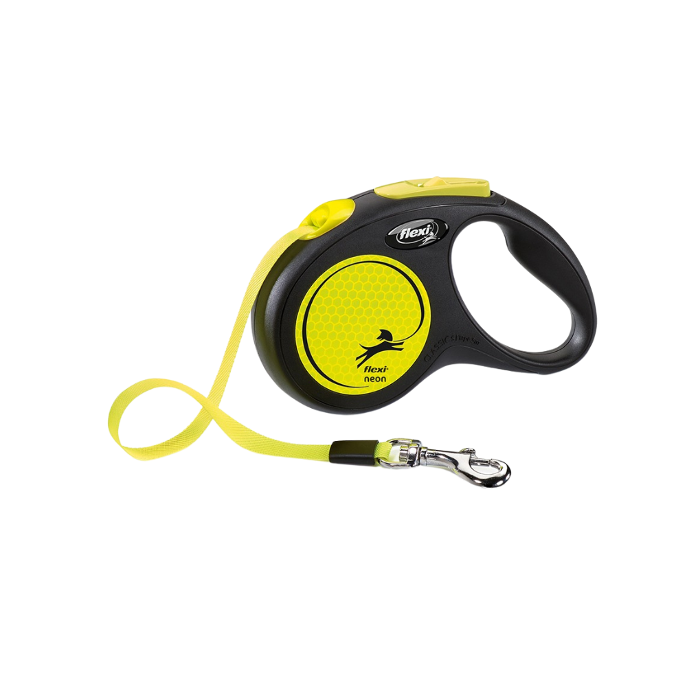 Flexi New Neon Dog Retractable Lead/ Tape/ Small/ 5m/ Yellow