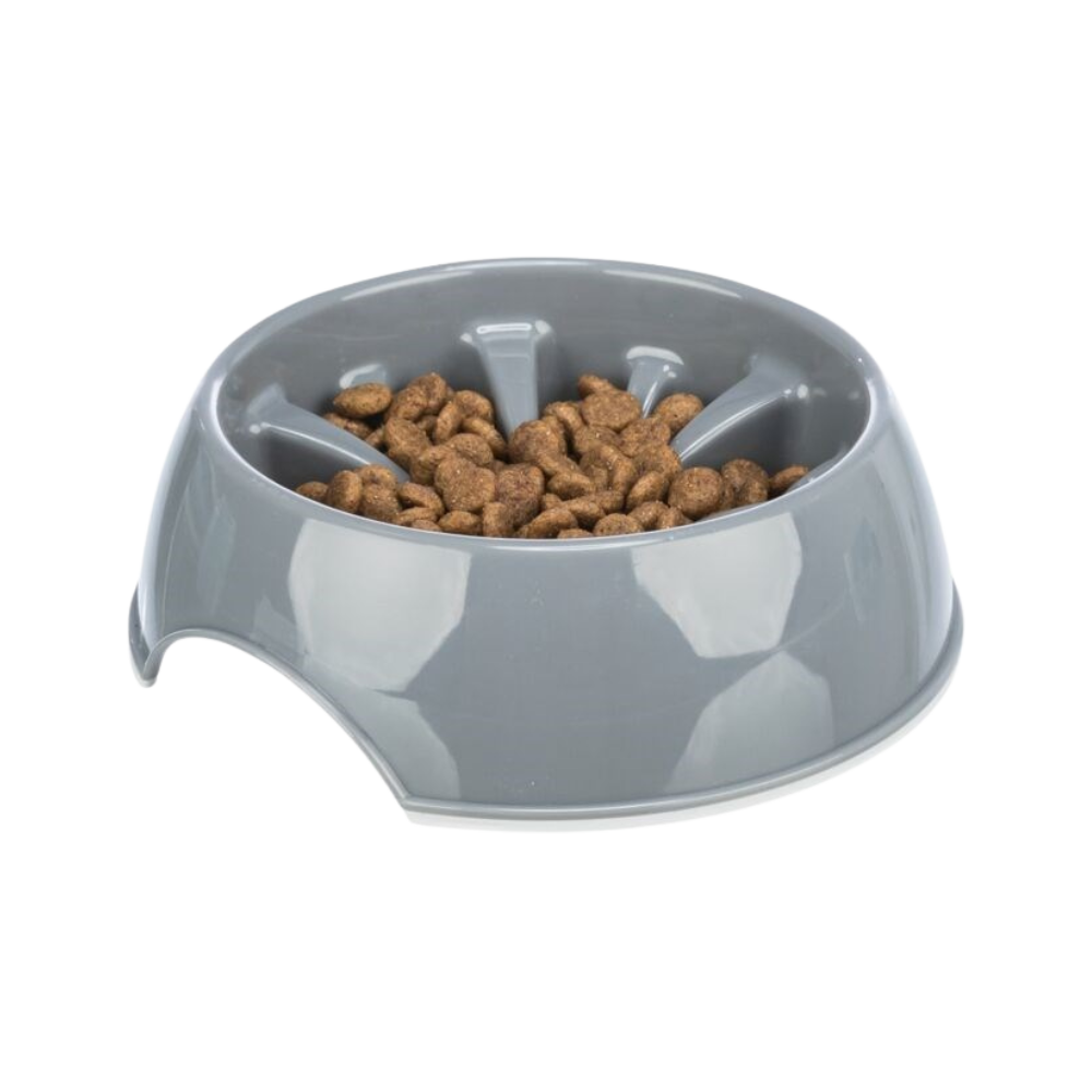 Trixie Slow Feeding Plastic Bowl/ Grey