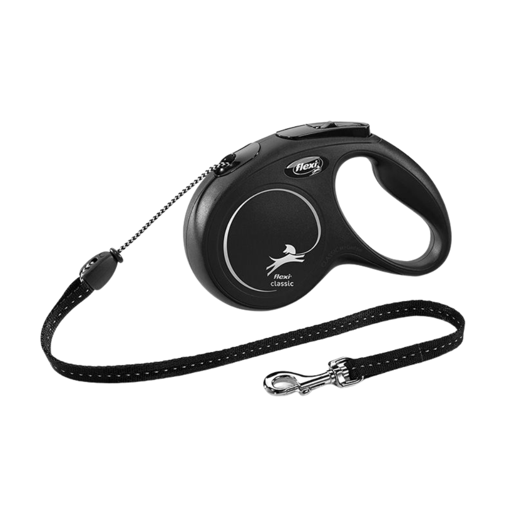 Flexi New Classic Dog Retractable Lead/ Cord/ Medium/ 5m/ Black