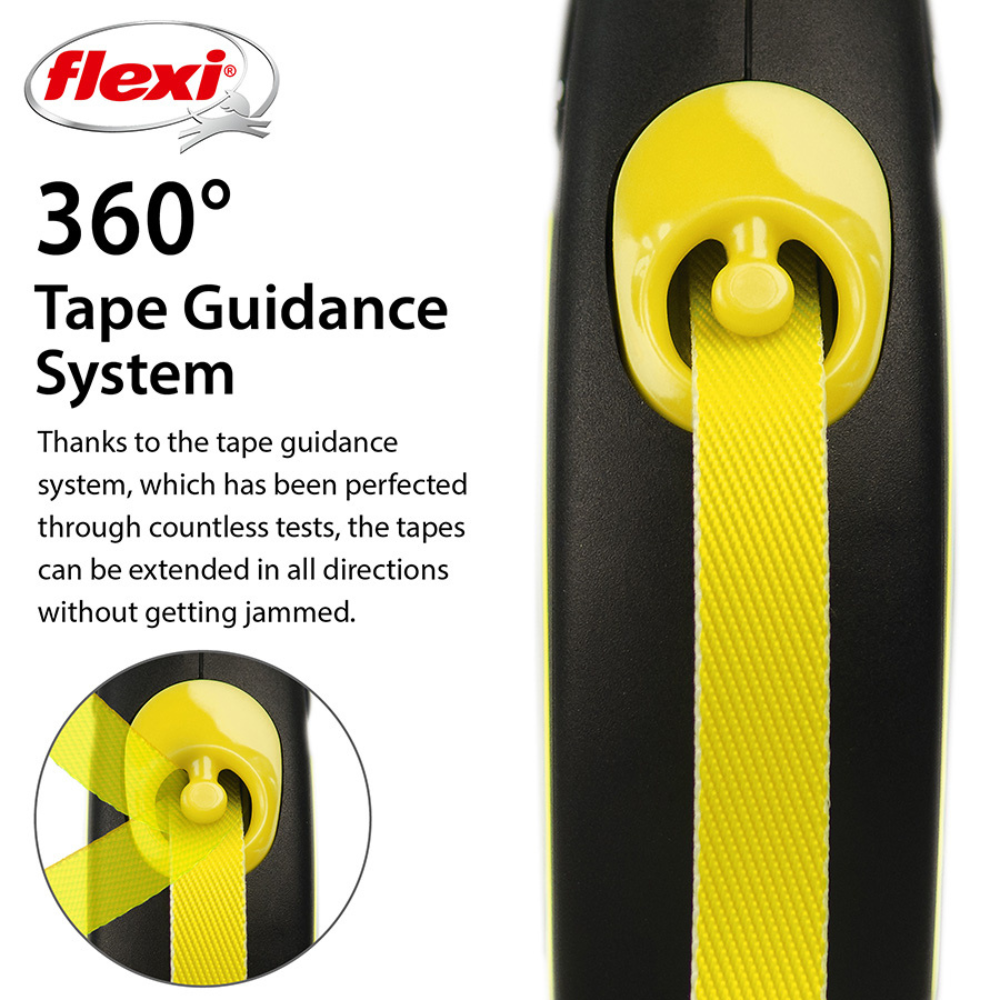 Flexi New Neon Dog Retractable Lead/ Tape/ Small/ 5m/ Yellow