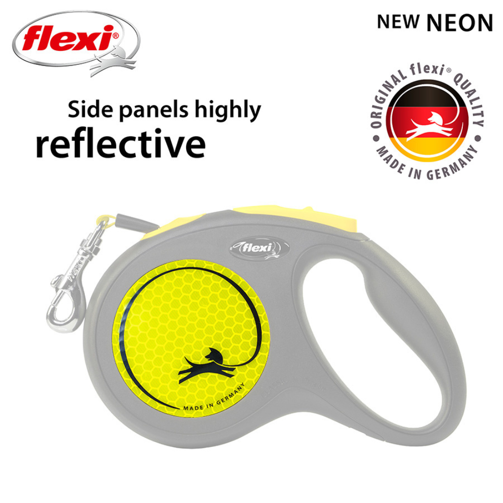 Flexi New Neon Dog Retractable Lead/ Tape/ Small/ 5m/ Yellow