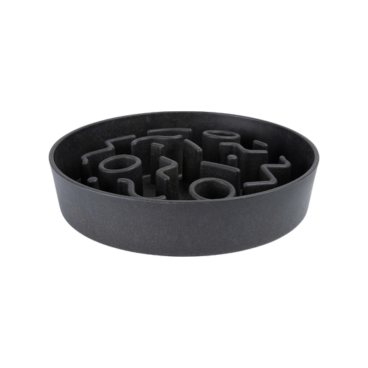 District 70 Bamboo Slow Feeder Dog Bowl/ Dark Grey/ 17cm
