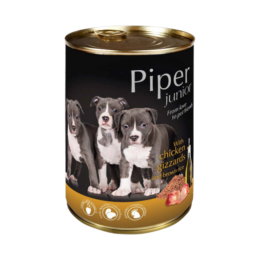 Piper Junior Dog Food with Chicken Gizzards and Brown Rice/ Can/ 400gr