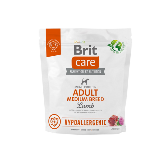 Brit Care Dog Food Hypoallergenic with Lamb/ Adult/ Medium Breed/ 1Kg