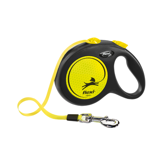 Flexi New Neon Dog Retractable Lead/ Tape/ Large/ 5m/ Yellow