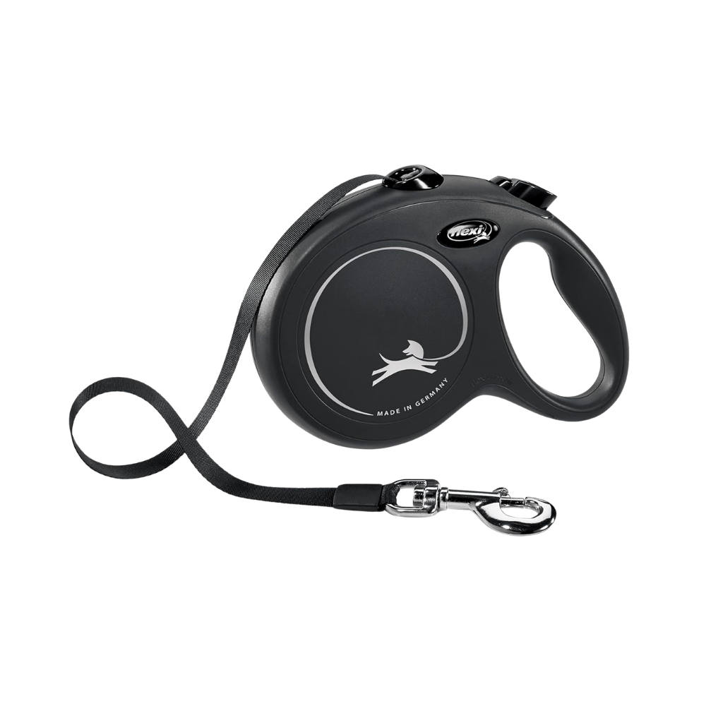Flexi New Classic Dog Retractable Lead/ Tape/ Large/ 5m/ Black