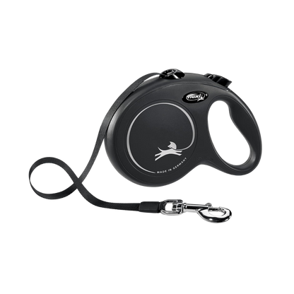Flexi New Classic Dog Retractable Lead/ Tape/ Large/ 5m/ Black