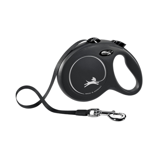 Flexi New Classic Dog Retractable Lead/ Tape/ Large/ 5m/ Black