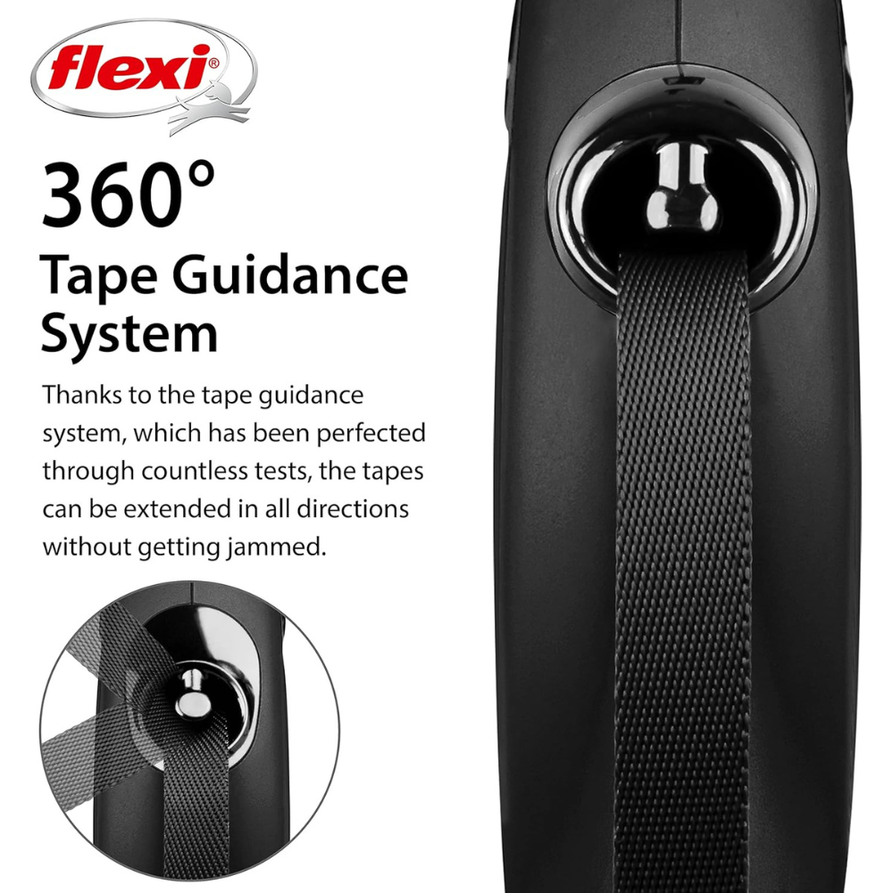Flexi New Classic Dog Retractable Lead/ Tape/ Large/ 5m/ Black