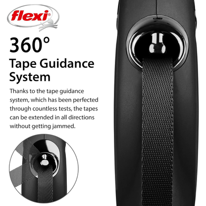 Flexi New Classic Dog Retractable Lead/ Tape/ Large/ 5m/ Black