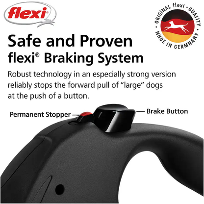 Flexi Giant Dog Retractable Lead/ Tape/ Large/ 8m/ Black