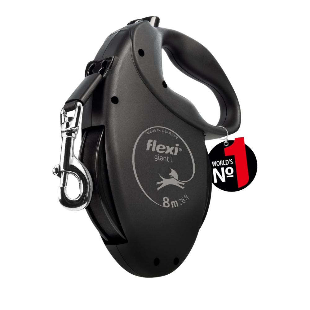 Flexi Giant Dog Retractable Lead/ Tape/ Large/ 8m/ Black