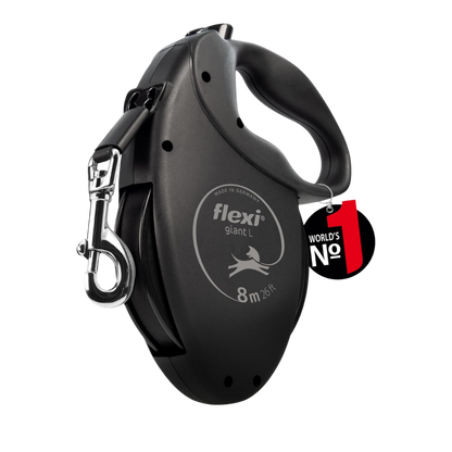 Flexi Giant Dog Retractable Lead/ Tape/ Large/ 8m/ Black