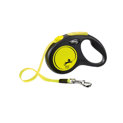 Flexi New Neon Dog Retractable Lead/ Tape/ Small/ 5m/ Yellow