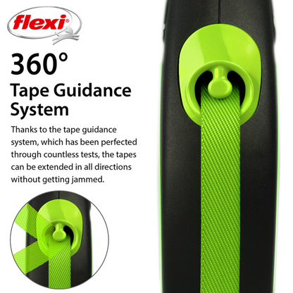 Flexi New Neon Dog Retractable Lead/ Tape/ Small/ 5m/ Green