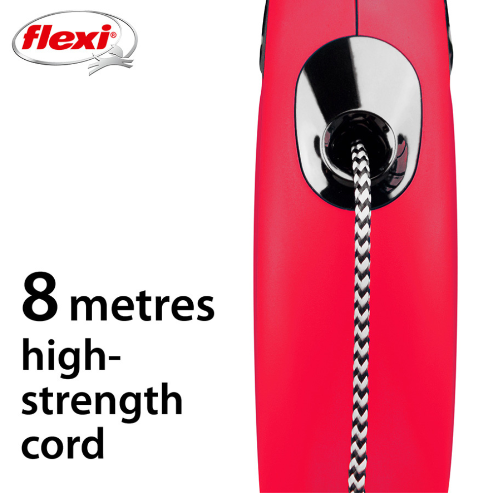 Flexi New Classic Dog Retractable Lead/ Cord/ Medium/ 8m/ Red