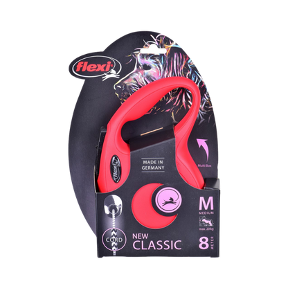 Flexi New Classic Dog Retractable Lead/ Cord/ Medium/ 8m/ Red