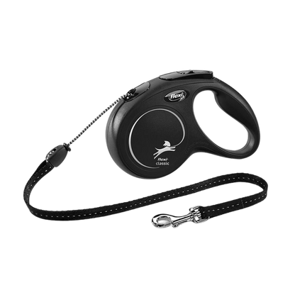 Flexi New Classic Dog Retractable Lead/ Cord/ Medium/ 5m/ Black