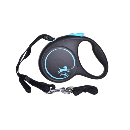 Flexi Black Design Dog Retractable Lead/ Tape/ Small/ 5m/ Black and Blue