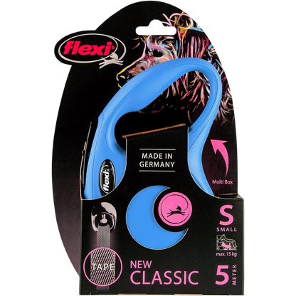 Flexi New Classic Dog Retractable Lead/ Tape/ Small/ 5m/ Blue